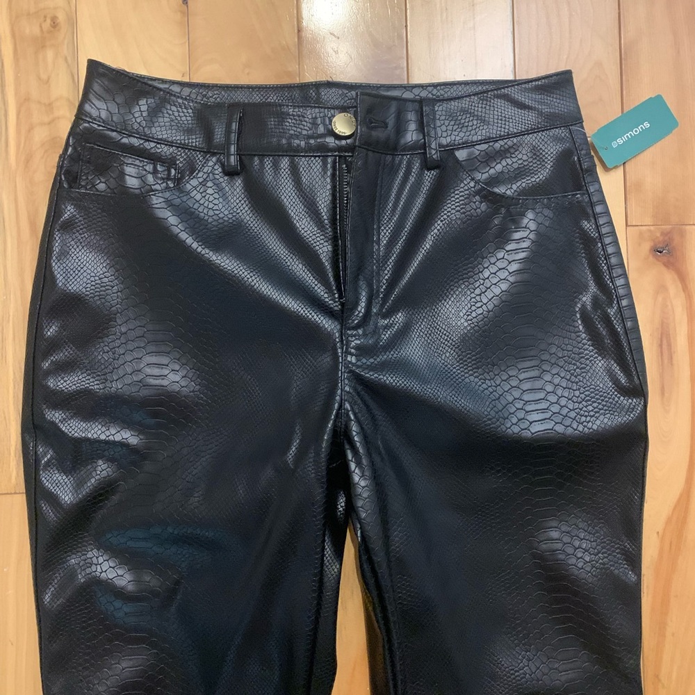 Leather snake patterned pants
